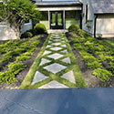 concrete walkway with plantings